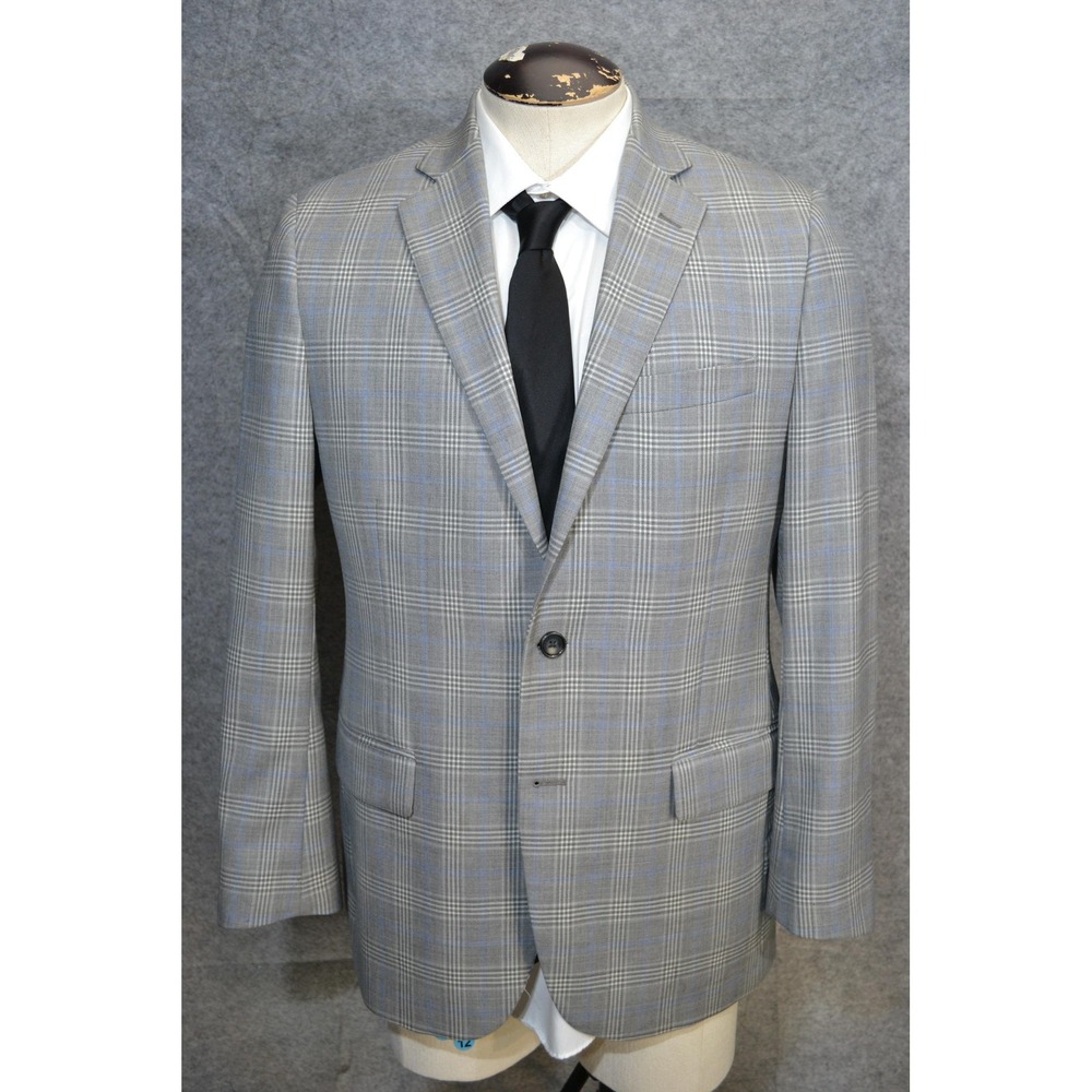 Brooks Brothers Sport Coat Mens 40R Gray Plaid Check Wool Fitzgerald Fit Blazer